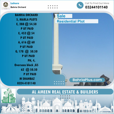 Residential Plot for Sale in Bahria Orchard, Lahore - (BP-215098)