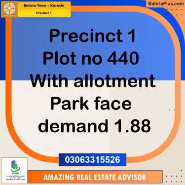 250 Sq. Yards Residential Plot for Sale in Precinct 1 -  Bahria Town, Karachi - (BP-215187)