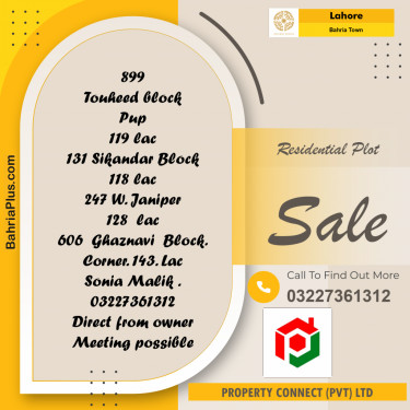 Residential Plot for Sale in Bahria Town, Lahore - (BP-215408)
