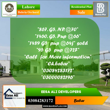 Residential Plot for Sale in Bahria Orchard, Lahore - (BP-215430)
