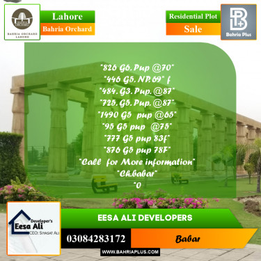 Residential Plot for Sale in Bahria Orchard, Lahore - (BP-215431)