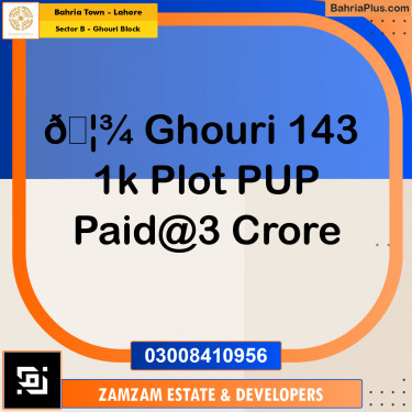 1 Kanal Residential Plot for Sale in Sector B - Ghouri Block -  Bahria Town, Lahore - (BP-215475)
