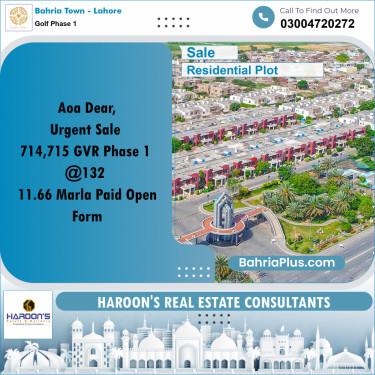 Residential Plot for Sale in Golf Phase 1 -  Bahria Town, Lahore - (BP-215644)