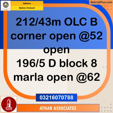 Residential Plot for Sale in Bahria Orchard, Lahore - (BP-215677)