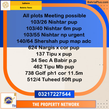 Residential Plot for Sale in Bahria Town, Lahore - (BP-215710)