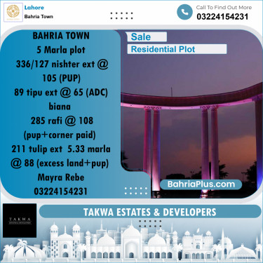Residential Plot for Sale in Bahria Town, Lahore - (BP-215726)