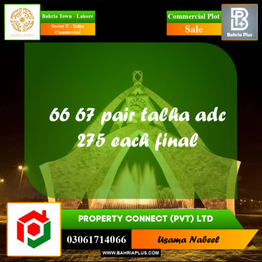 Commercial Plot for Sale in Sector F - Talha Commercial -  Bahria Town, Lahore - (BP-215813)