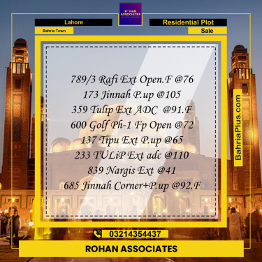 Residential Plot for Sale in Bahria Town, Lahore - (BP-215828)