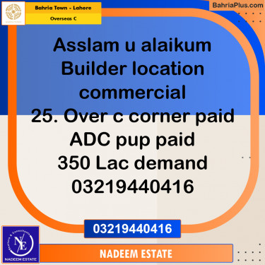 Residential Plot for Sale in Overseas C -  Bahria Town, Lahore - (BP-215833)