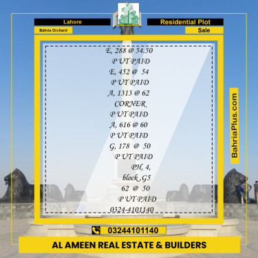 Residential Plot for Sale in Bahria Orchard, Lahore - (BP-215967)