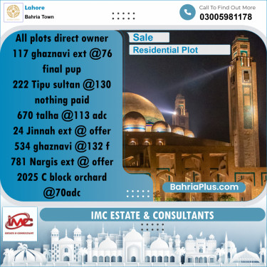 Residential Plot for Sale in Bahria Town, Lahore - (BP-215969)