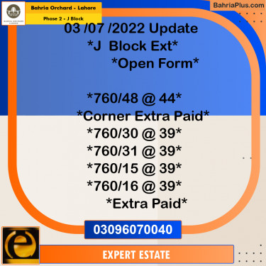 5 Marla Residential Plot for Sale in Phase 2 - J Block -  Bahria Orchard, Lahore - (BP-215976)