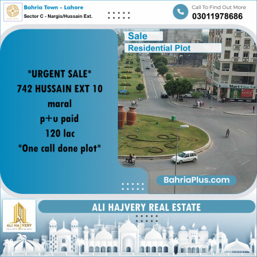 10 Marla Residential Plot for Sale in Sector C - Nargis/Hussain Ext. -  Bahria Town, Lahore - (BP-216012)