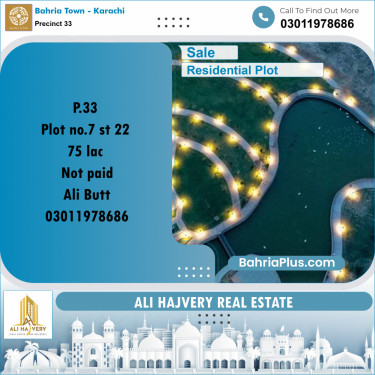 10 Marla Residential Plot for Sale in Precinct 33 -  Bahria Town, Karachi - (BP-216013)