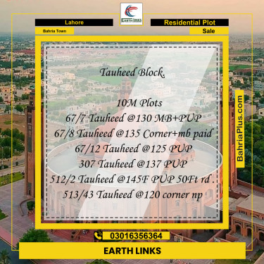 Residential Plot for Sale in Bahria Town, Lahore - (BP-216034)