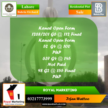 Residential Plot for Sale in Bahria Orchard, Lahore - (BP-216054)