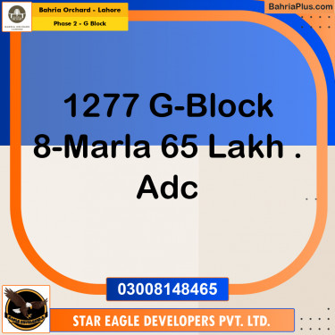 8 Marla Residential Plot for Sale in Phase 2 - G Block -  Bahria Orchard, Lahore - (BP-216064)