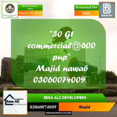 Residential Plot for Sale in Phase 4 - G1 Block -  Bahria Orchard, Lahore - (BP-216069)