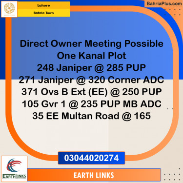 1 Kanal Residential Plot for Sale in Bahria Town, Lahore - (BP-216172)