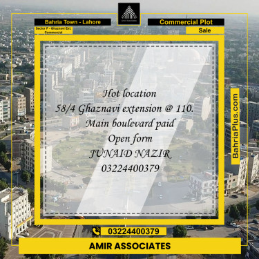 10 Marla Commercial Plot for Sale in Sector F - Ghaznavi Ext. Commercial -  Bahria Town, Lahore - (BP-216223)
