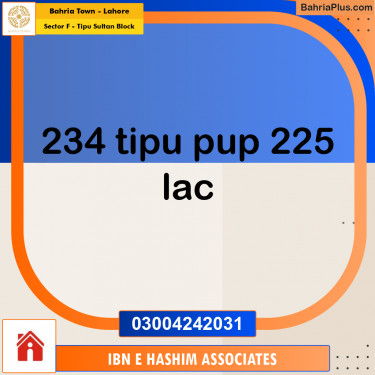 20 Marla Residential Plot for Sale in Sector F - Tipu Sultan Block -  Bahria Town, Lahore - (BP-216224)