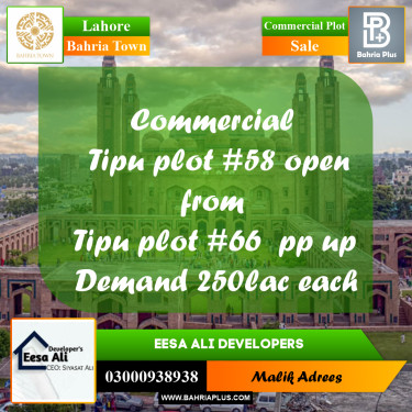 Commercial Plot for Sale in Bahria Town, Lahore - (BP-216295)