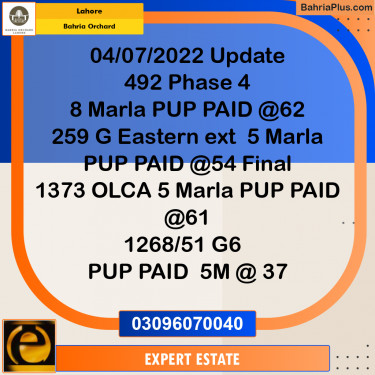 8 Marla Residential Plot for Sale in Bahria Orchard, Lahore - (BP-216370)