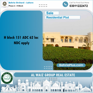 8 Marla Residential Plot for Sale in Phase 2 - H Block -  Bahria Orchard, Lahore - (BP-216389)