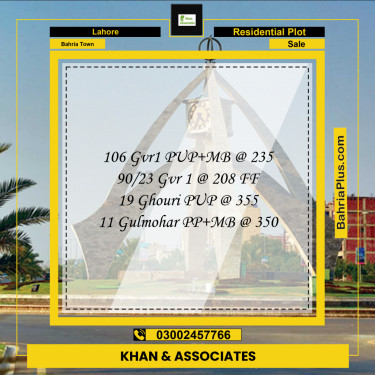 Residential Plot for Sale in Bahria Town, Lahore - (BP-216426)