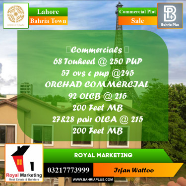 Commercial Plot for Sale in Bahria Town, Lahore - (BP-216467)