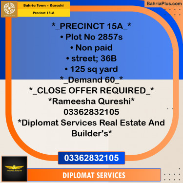 125 Sq. Yards Residential Plot for Sale in Precinct 15-A -  Bahria Town, Karachi - (BP-216484)
