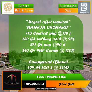 Residential Plot for Sale in Bahria Town, Lahore - (BP-216498)