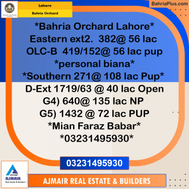 Residential Plot for Sale in Bahria Orchard, Lahore - (BP-216521)