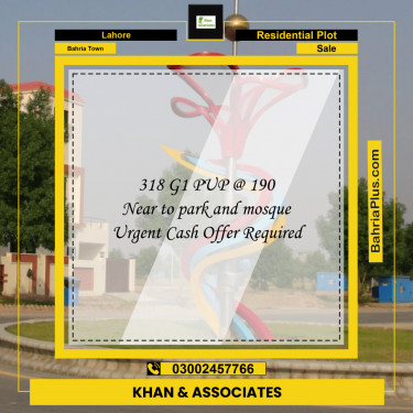 Residential Plot for Sale in Bahria Town, Lahore - (BP-216535)
