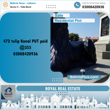1 Kanal Residential Plot for Sale in Sector C - Tulip Block -  Bahria Town, Lahore - (BP-216621)
