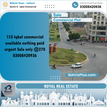 5 Marla Commercial Plot for Sale in Sector E - Iqbal Commercial -  Bahria Town, Lahore - (BP-216648)
