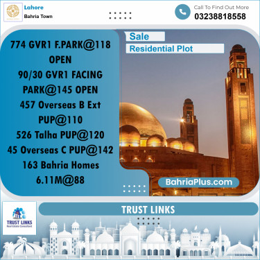 Residential Plot for Sale in Bahria Town, Lahore - (BP-216660)