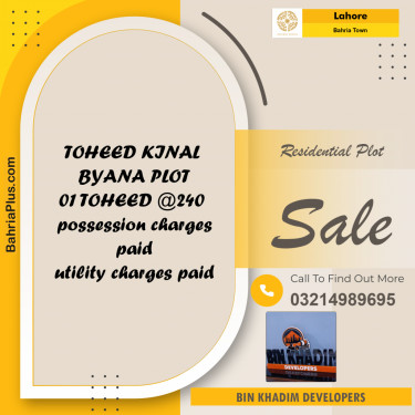Residential Plot for Sale in Bahria Town, Lahore - (BP-216703)