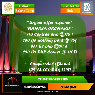 Residential Plot for Sale in Bahria Town, Lahore - (BP-216756)