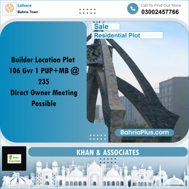Residential Plot for Sale in Bahria Town, Lahore - (BP-216807)