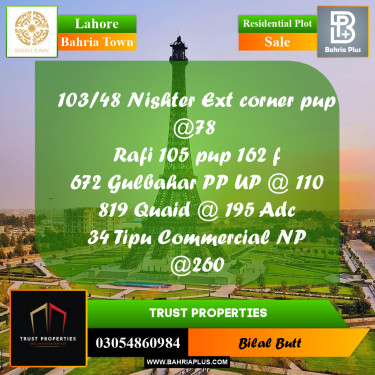 Residential Plot for Sale in Bahria Town, Lahore - (BP-216871)