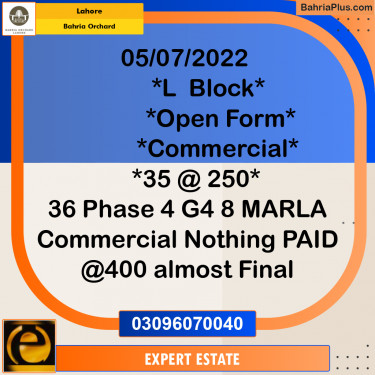 Commercial Plot for Sale in Bahria Orchard, Lahore - (BP-216929)