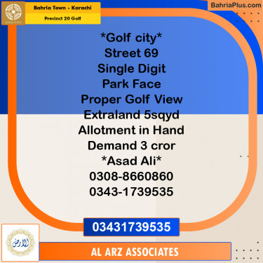 505 Sq. Yards Residential Plot for Sale in Precinct 20 Golf -  Bahria Town, Karachi - (BP-216955)