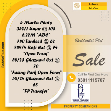 Residential Plot for Sale in Bahria Town, Lahore - (BP-216970)