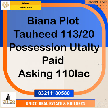 Residential Plot for Sale in Bahria Town, Lahore - (BP-216979)