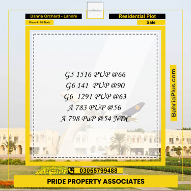 10 Marla Residential Plot for Sale in Phase 4 - G5 Block -  Bahria Orchard, Lahore - (BP-216983)