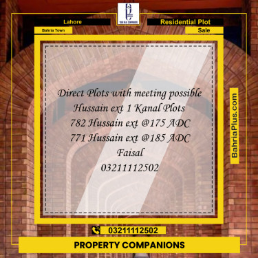 Residential Plot for Sale in Bahria Town, Lahore - (BP-217032)