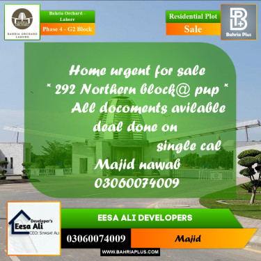 Residential Plot for Sale in Phase 4 - G2 Block -  Bahria Orchard, Lahore - (BP-217039)
