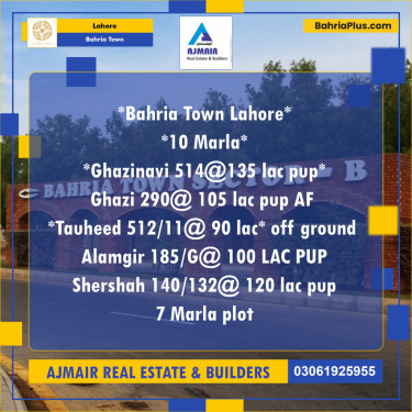 Residential Plot for Sale in Bahria Town, Lahore - (BP-217076)