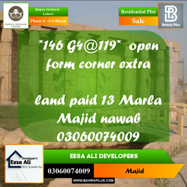 Residential Plot for Sale in Phase 4 - G4 Block -  Bahria Orchard, Lahore - (BP-217088)